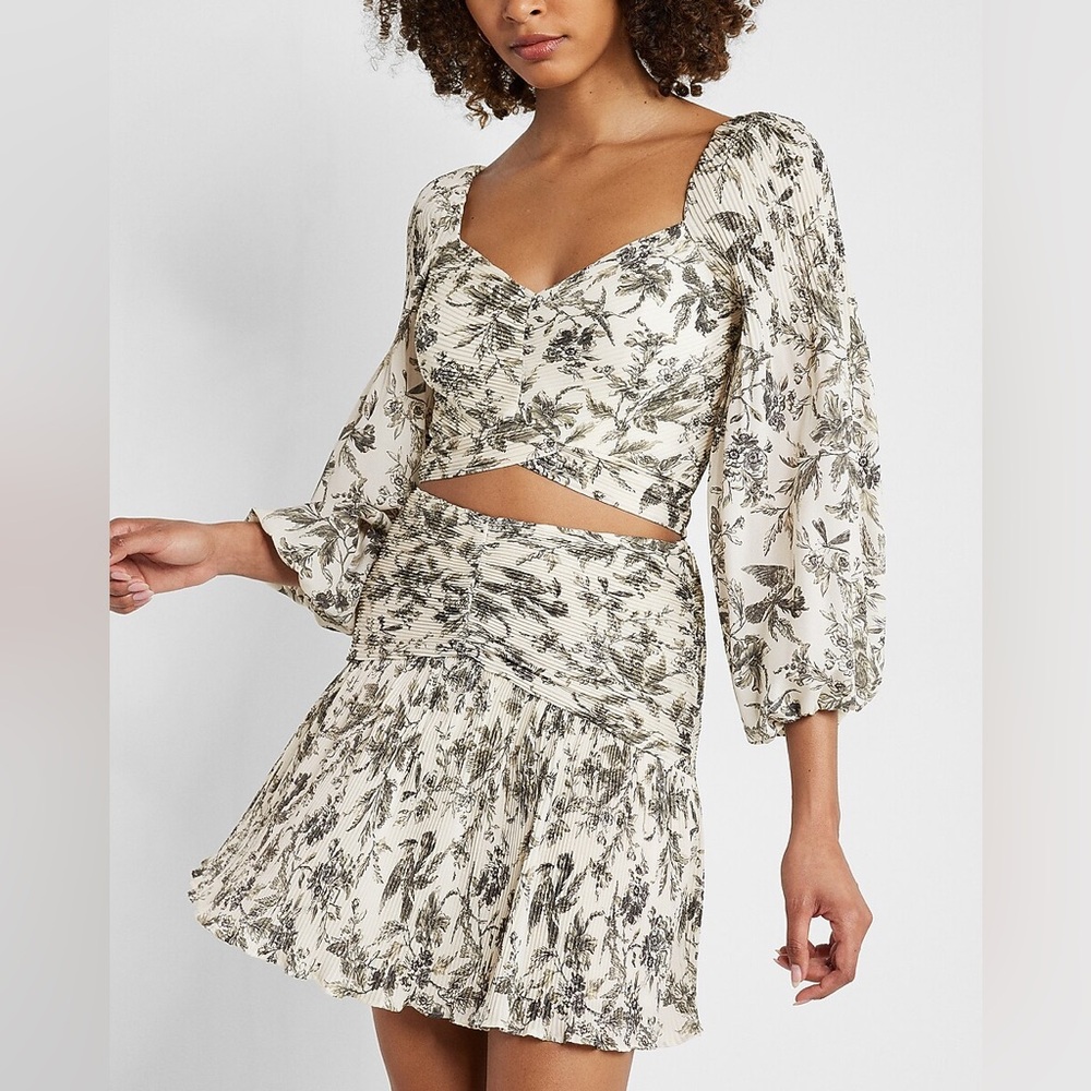 Floral Print Cream Skirt